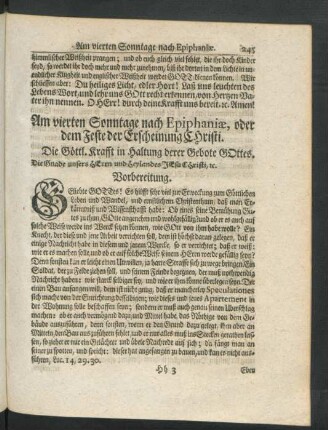 Am vierten Sonntage nach Epiphaniae, oder dem Feste der Erscheinung Christi