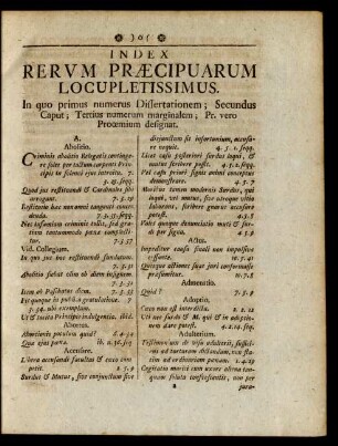 Index Rerum Praecipuarum Locupletissimus