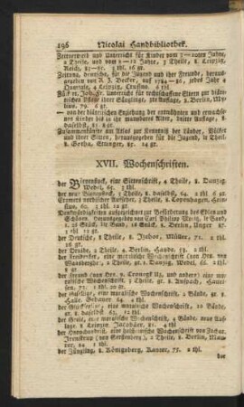 XVII. Wochenschriften