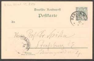 Postkarte an Friedrich Spitta : 08.03.1895