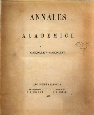Annales academici. 1874/75 (1877)