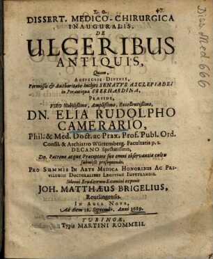 Dissert. Medico-Chirurgica Inauguralis, De Ulceribus Antiquis