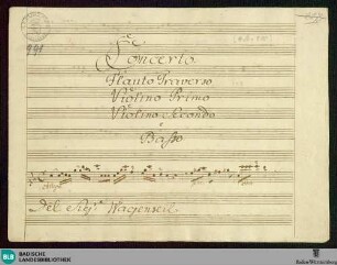 Concertos - Mus. Hs. 991 : fl, vl (2), b; C; MicWka 339 GroF 831