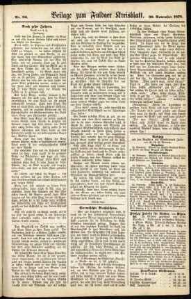 Zweite Ausgabe vom Samstag, den 30. November 1878.