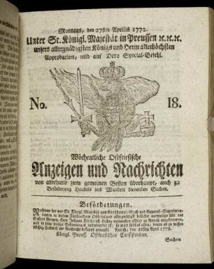 No. 18. Montags, den 27sten Aprilis 1772.