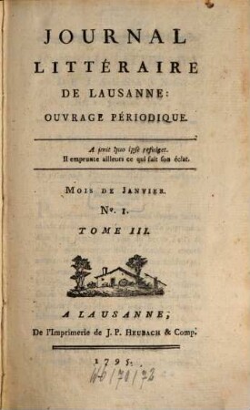 Journal littéraire de Lausanne : ouvrage périodique. 3, 3. 1795