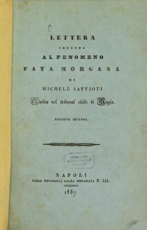 Lettera intorno al fenomeno fata morgana