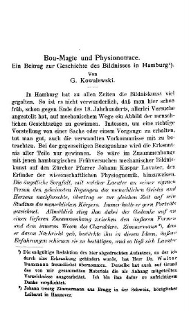 Bou-Magie und Physionotrace, ein Beitrag zur Geschichte des Bildnisses in Hamburg