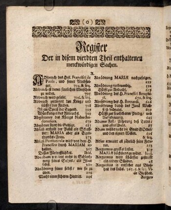 Sssss2v-Yyyyy3v, Register Der in disem vierdten Theil enthaltenen merckwuerdigen Sachen.