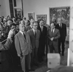 Ausstellungs-Eröffnung mit Ulbricht, Honecker und Stoph, 1971. SW-Foto © Kurt Schwarz.