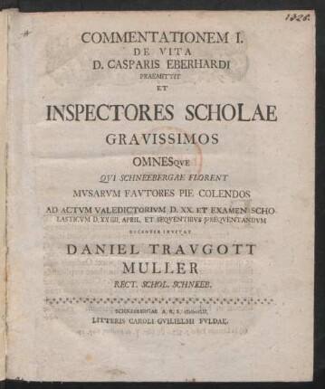 1: Ad Actum Valedictorium D. XX. Et Examen Scholasticum D. XXIIII. April. Et Sequentibus Frequentandum