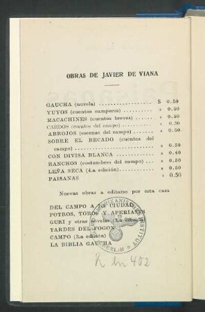 Obras de Javier de Viana