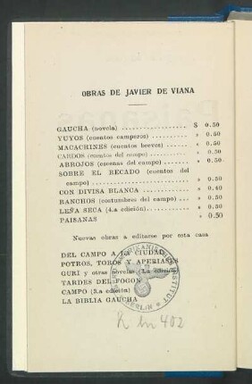 Obras de Javier de Viana