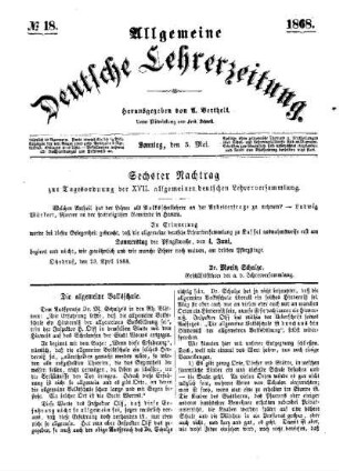 Sechster Nachtrag zur Tagesordnung der XVII. allgemeinen deutschen Lehrerversammlung