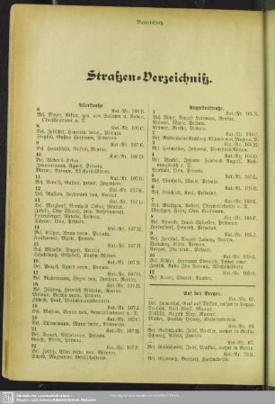 Häuserbuch : Straßen-Verzeichniß