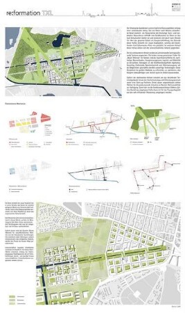 Transformation TXL - Vom Flugfeld zum Lebensraum Schinkelwettbewerb 2013: Lageplan 1:10000 und 1:2500, Erläuterungen, Diagramme
