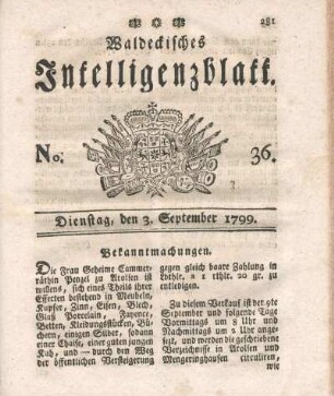 No. 36, Dienstag, den 3. September 1799