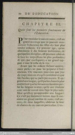 Chapitre III. Quels sont les premiers fondements de l´Education