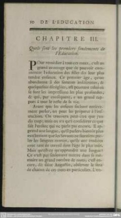 Chapitre III. Quels sont les premiers fondements de l´Education