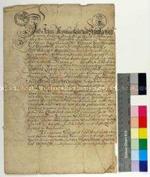Hypothekenbrief zwischen Johann Gottlieb Liebig und Johann Nepomuik Gothard Graf Schaffgotsch