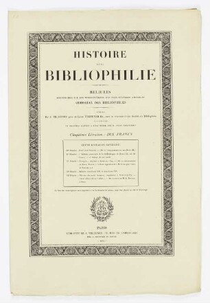 Titelblatt der Folge "Geschichte der Bibliophilie"