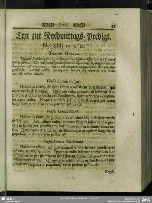 [Nachmittags-Predigt. Ebr. XIII, 10. 11. 12]