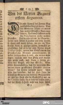 Von des Herren Gegners erstem Argument.