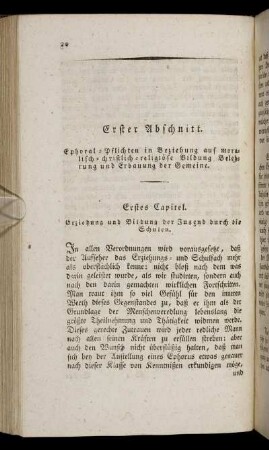 Erster Abschnitt. Ephoral-Pflichten in Beziehung auf moralisch-christlich-religiöse Bildung Belehrung und Erbauung der Gemeine.