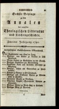 Sechste Beylage