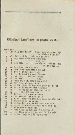 Wichtigere Druckfehler im zweiten Bande