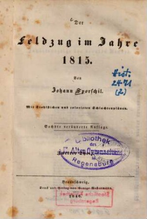 Der Feldzug im Jahre 1815, 2