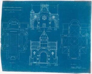 St. Mariä Heimsuchung, Rheine-Hauenhorst: Erdgeschoss- und Gewölbegrundriss, Schnitte 1:100