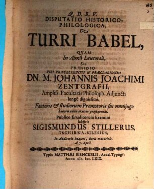 Disputatio historica de Turri Babel