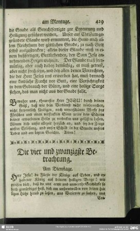 Die vier und zwanzigste Betrachtung. Am Dienstage