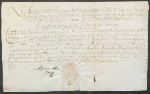 Zeugnisse über Studien des Franz Christoph von Hutten zum Stolzenberg zu Würzburg und Rom.