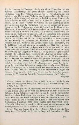241-245 [Rezension] Mysterium Kirche in der Sicht der theologischen Disziplinen