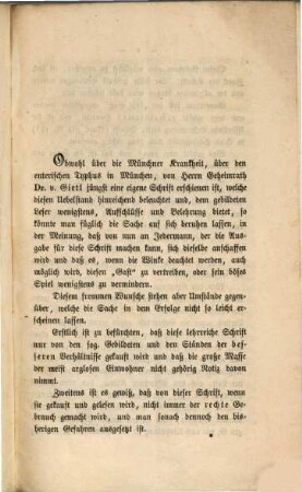 Die Münchner Krankheit, der enterische Typhus, der Schrecken der Fremden und selbst der Einheimischen ist vermeidbar : Zur Beruhigung für Fremde und Einheimische