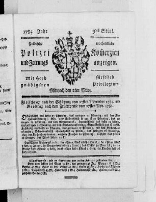 9tes Stück., Ausgabe vom 2. März 1785