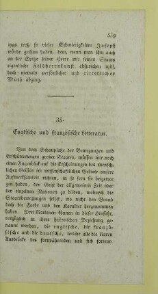 35. Englische und franzoesische Litteratur