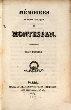 Mémoires de madame la marquise de Montespan, 1
