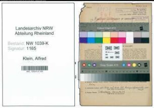 Entnazifizierung Alfred Klein , geb. 02.01.1902 (Studienrat)