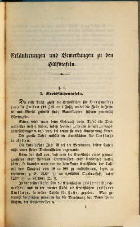 Forstliche Hülfstafeln, I