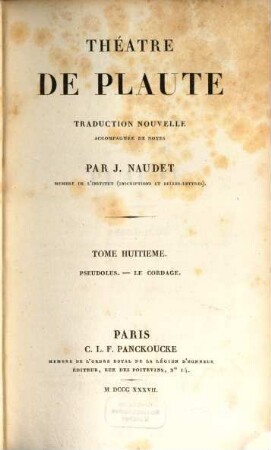Théâtre de Plaute, 8. Pseudolus. Le Cordage