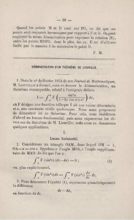 Démonstration d´un théorème de liouville.
