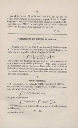 Démonstration d´un théorème de liouville.