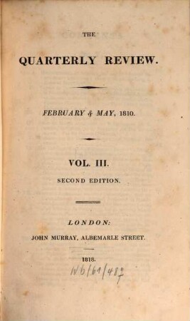 The quarterly review. 3 = No. 5 - 6. 1810 (1818)