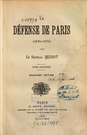 La défense de Paris : . 2