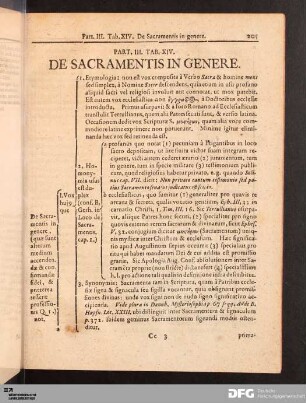 Tab. XIV. De Sacramentis in genere.