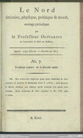 No. 7, Janvier 1799