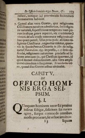 Caput V. De Officio Hominis Erga Seipsum.